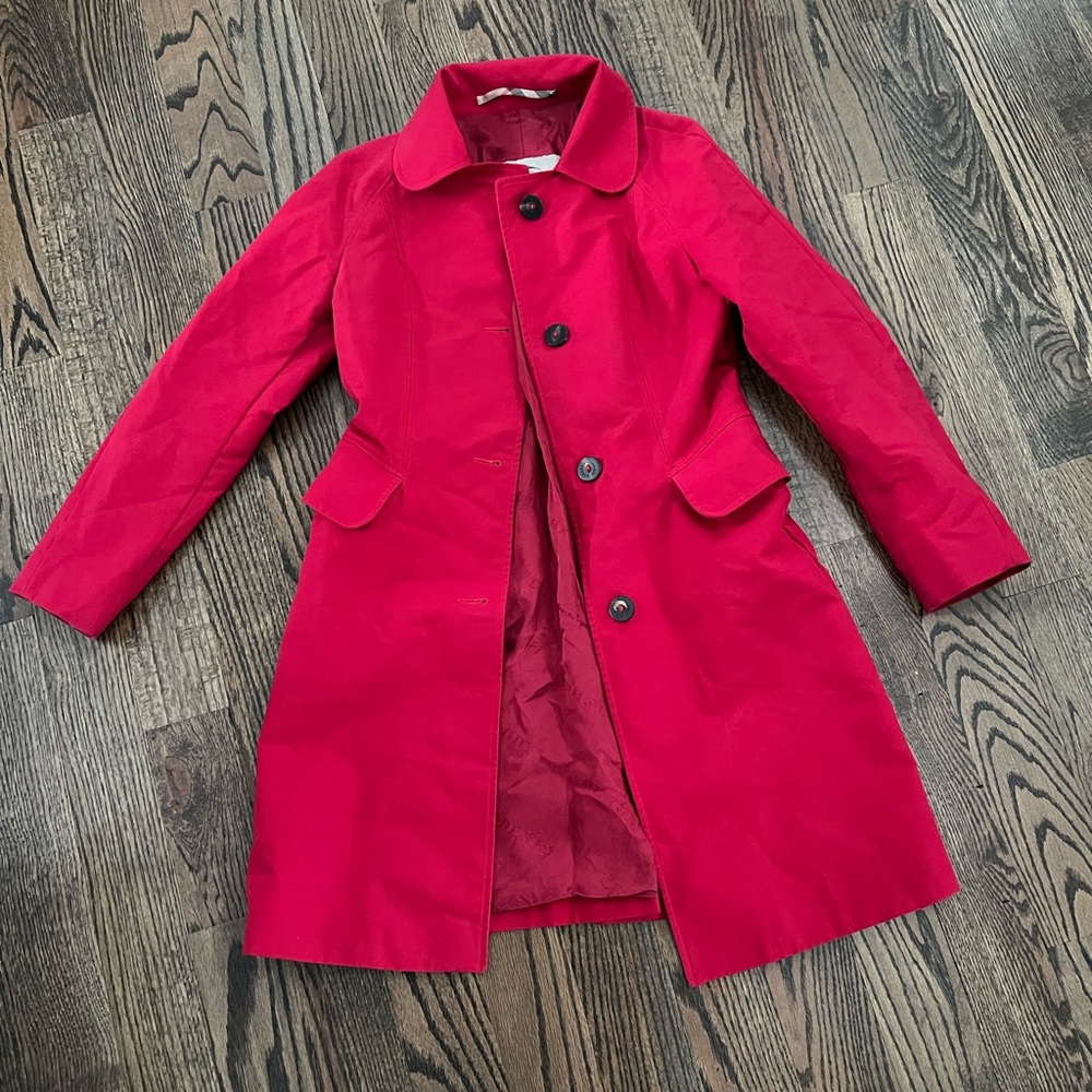 Burberry Red Button-Up Coat 4R